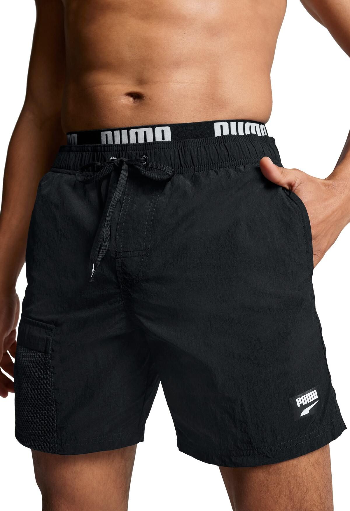 PUMA Black Mittellange Utility Shorts Schwimmhose
