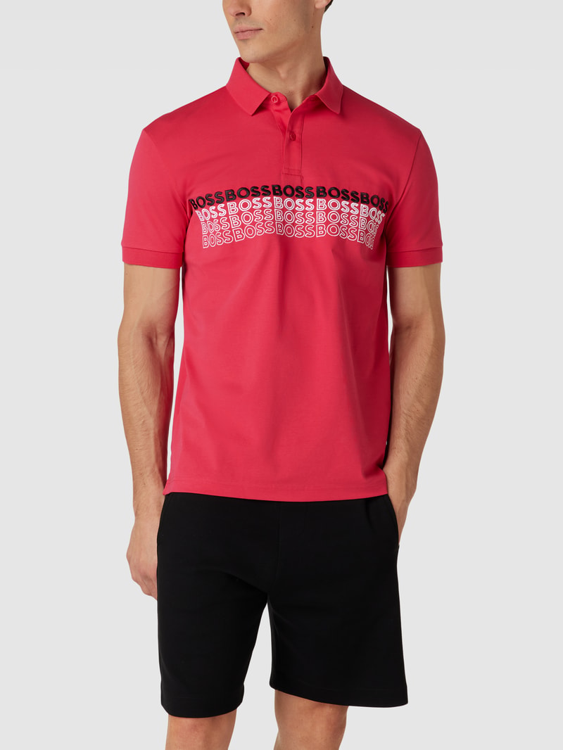 Poloshirt mit Label-Stitching Modell 'Pavel' in pink