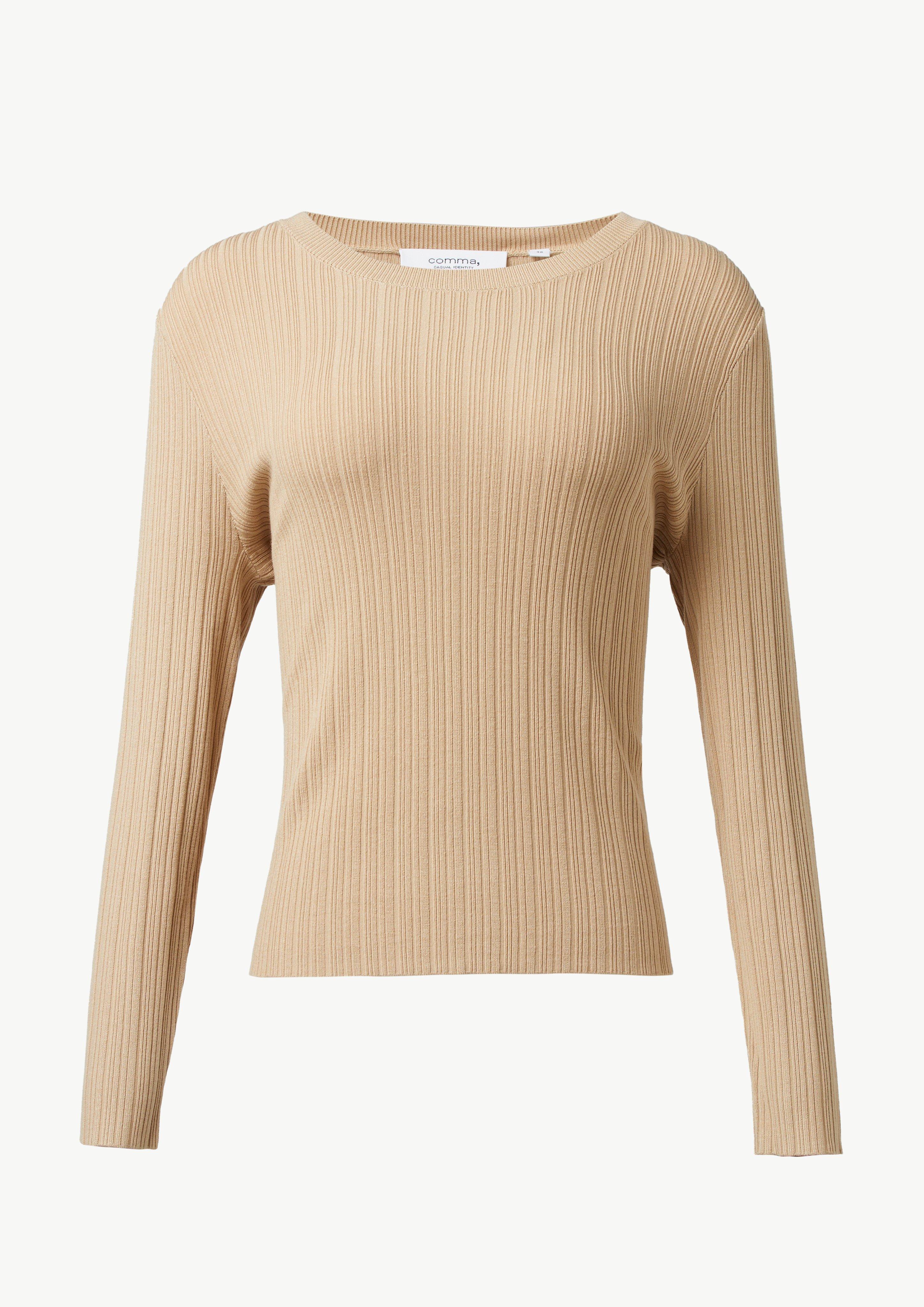 Gerippter Feinstrickpullover aus Viskosemix - sandstein