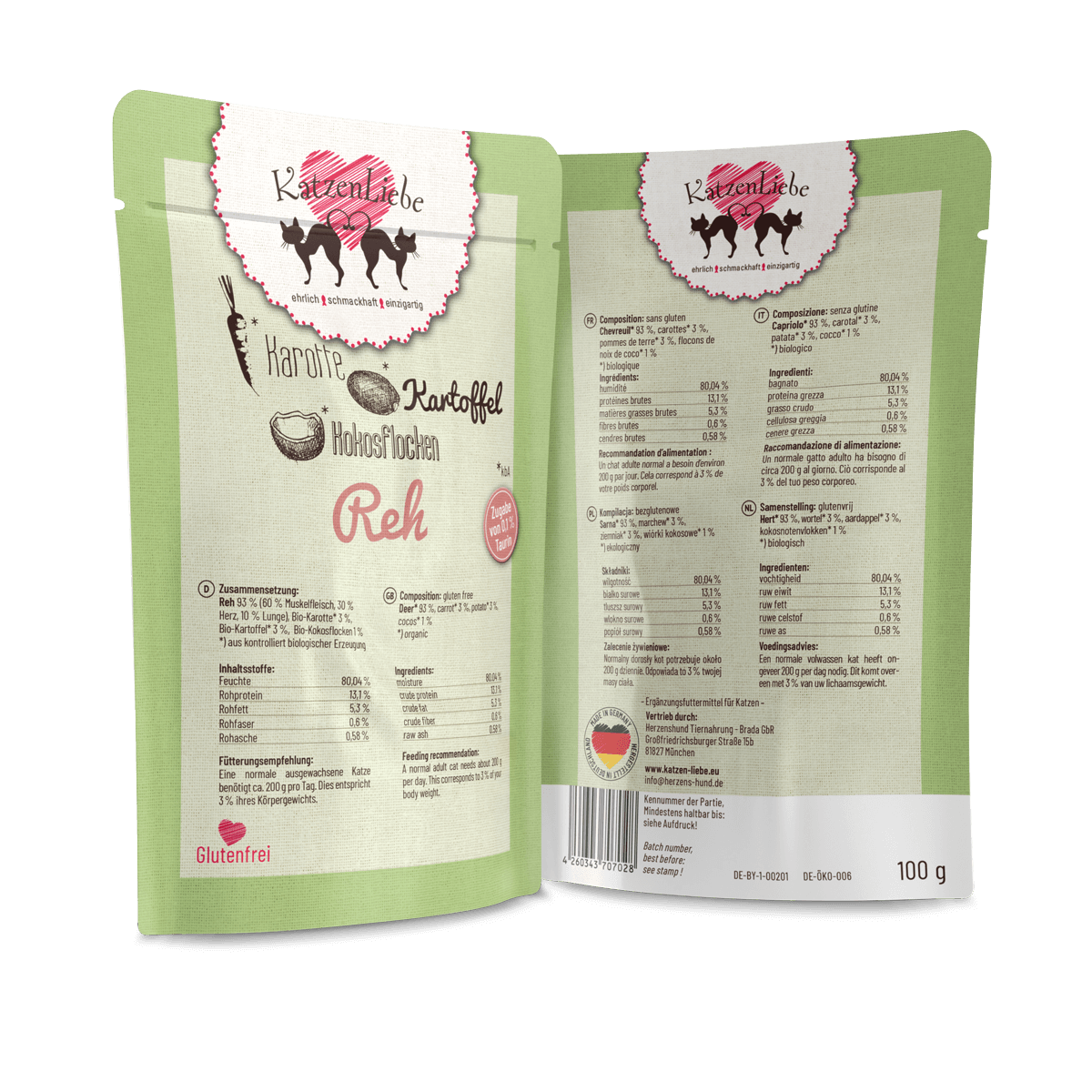 KatzenLiebe Nassfutter KatzenLiebe Adult 15x100g Reh