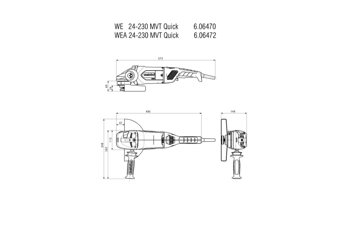 Metabo 606470260 WE 24-230 MVT Quick kutna brusilica 230 mm