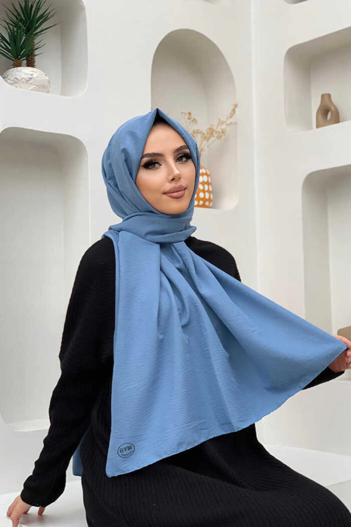 Bym Fashion  2051 Jazz-Schal aus Baumwolle, Babyblau