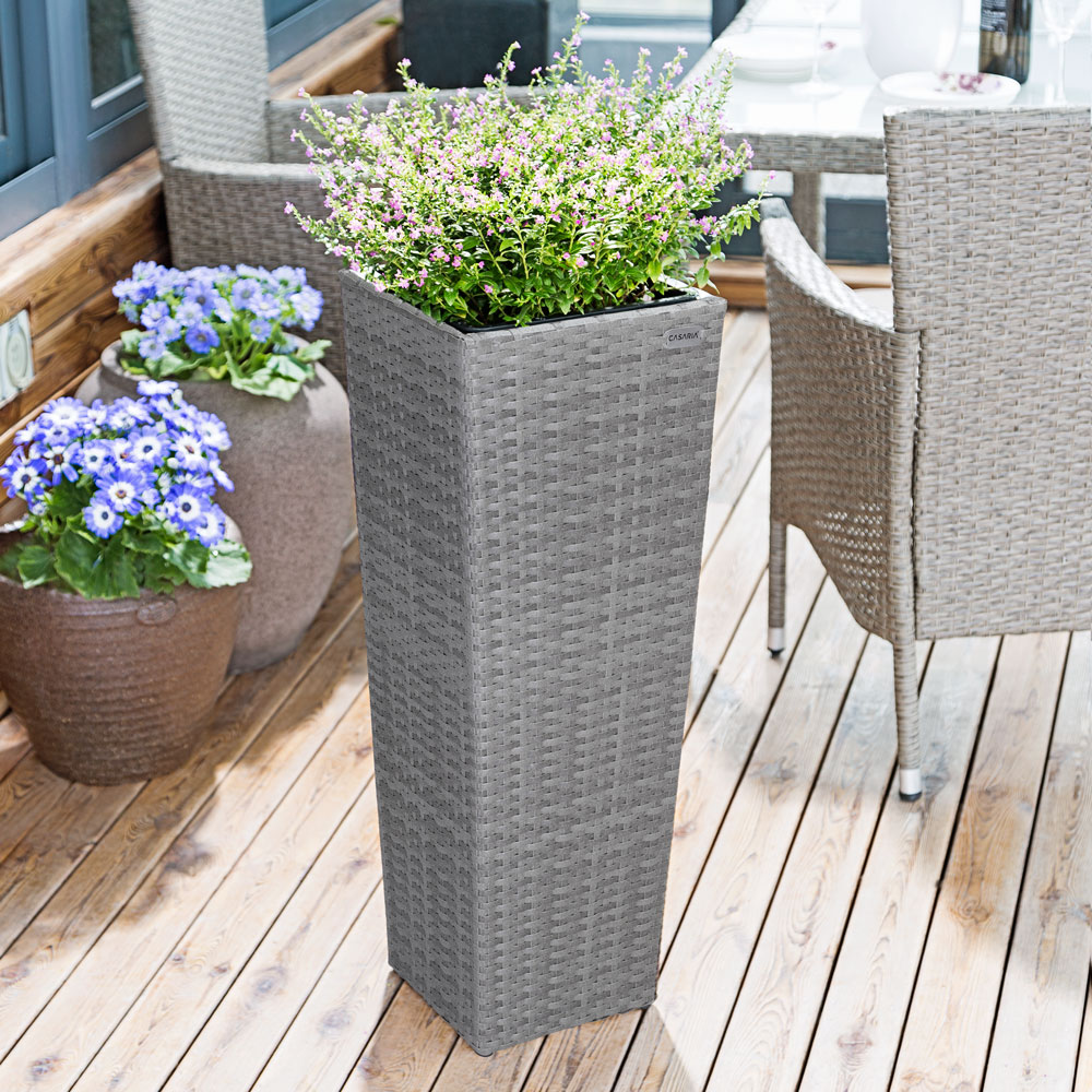 Casaria Blumenkasten Polyrattan 80x30x30cm 61x24,5x24,5cm 41x21x21cm 3er Set grau