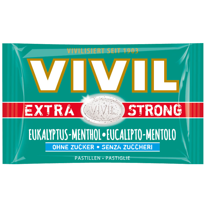 Vivil Extra Strong Eukalyptus-Menthol ohne Zucker 3er