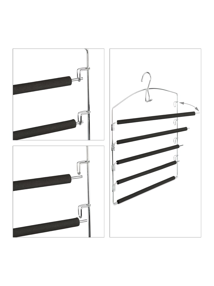 relaxdays 3er Hosenbügel Set in Silber/Schwarz günstig kaufen onesize
