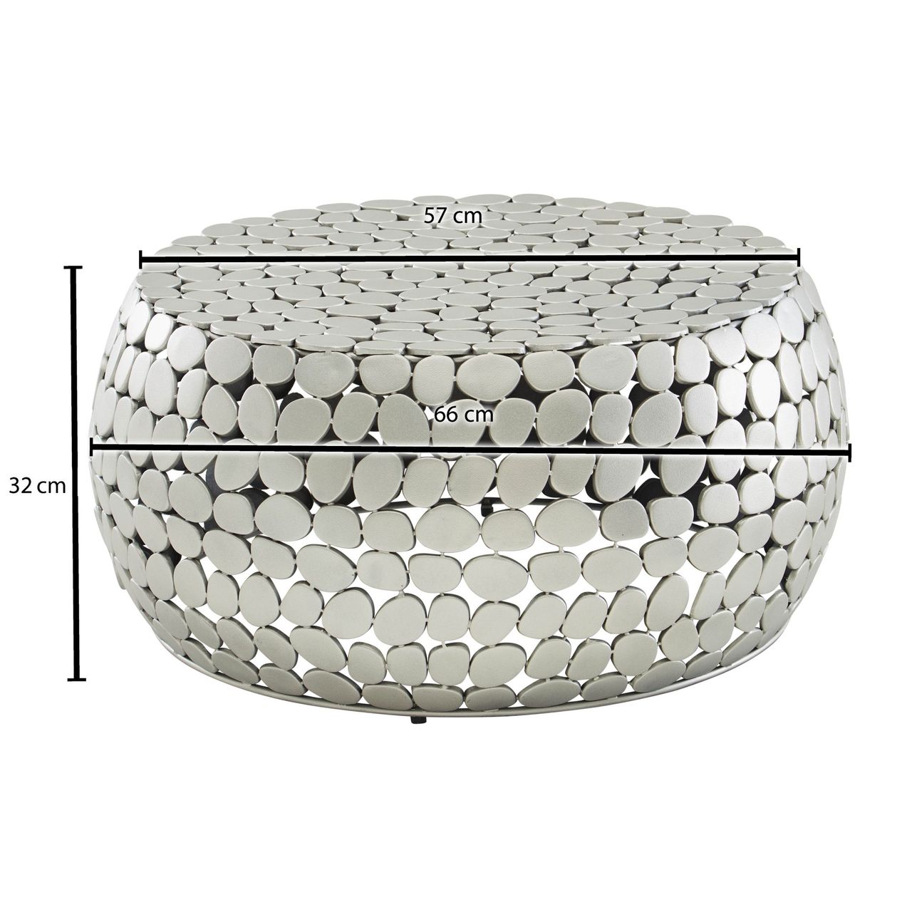 Skyport WOHNLING Couchtisch Metall Silber Sofatisch Ø 66 cm Tisch Wohnzimmertisch Rund