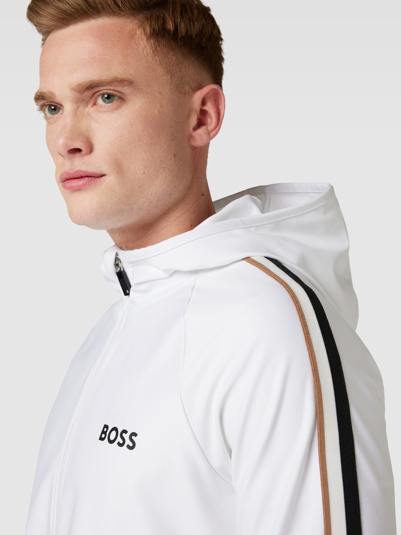 Sweatjacke mit Label-Print Modell 'Sicon' in weiß