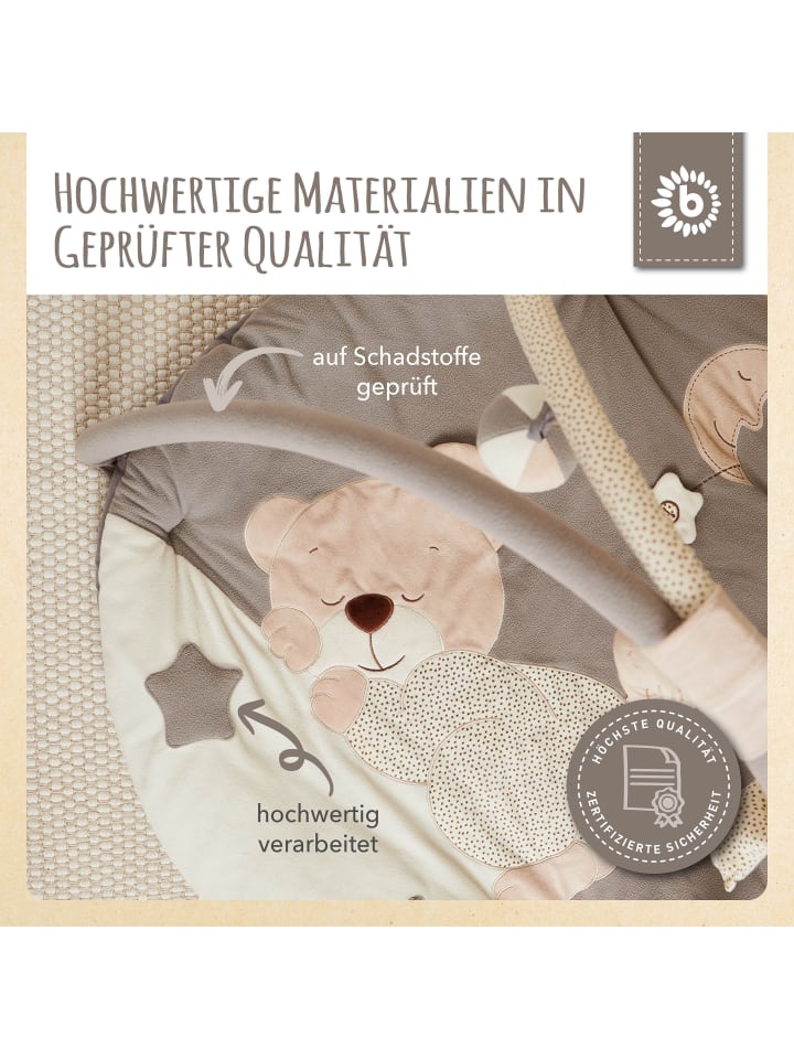 Bieco Spielwaren Krabbeldecke mit Spielbogen Plüsch - ab Geburt in Beige günstig kaufen onesize