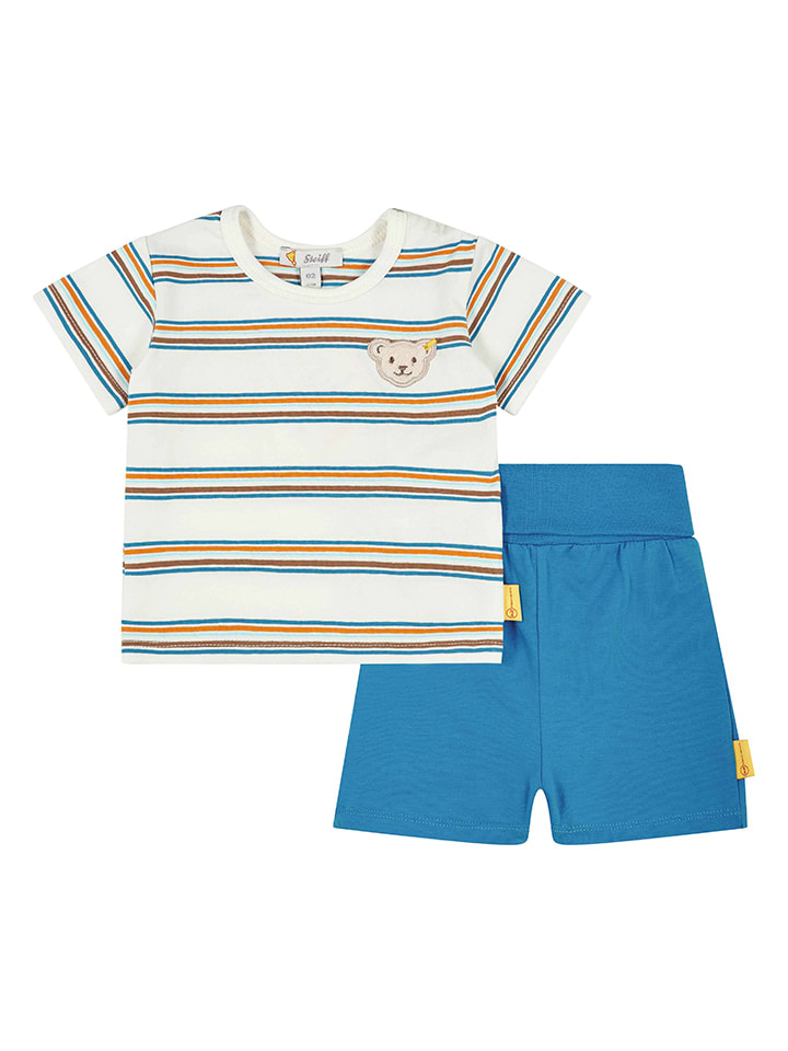 Steiff 2tlg. Outfit in Blau/ Creme/ Bunt günstig kaufen
