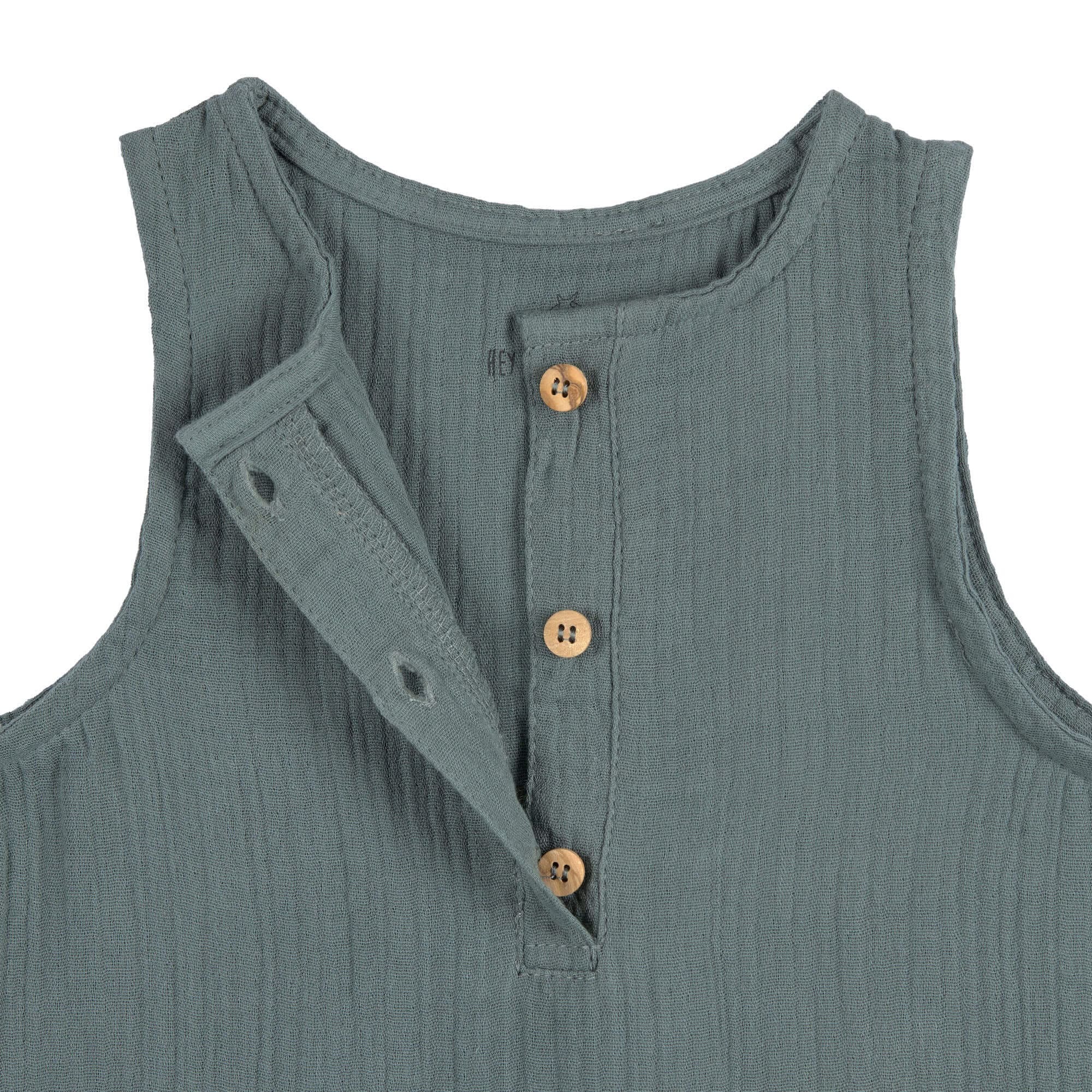 Musselin Jumpsuit - Bio Baumwolle, Petrolgrün