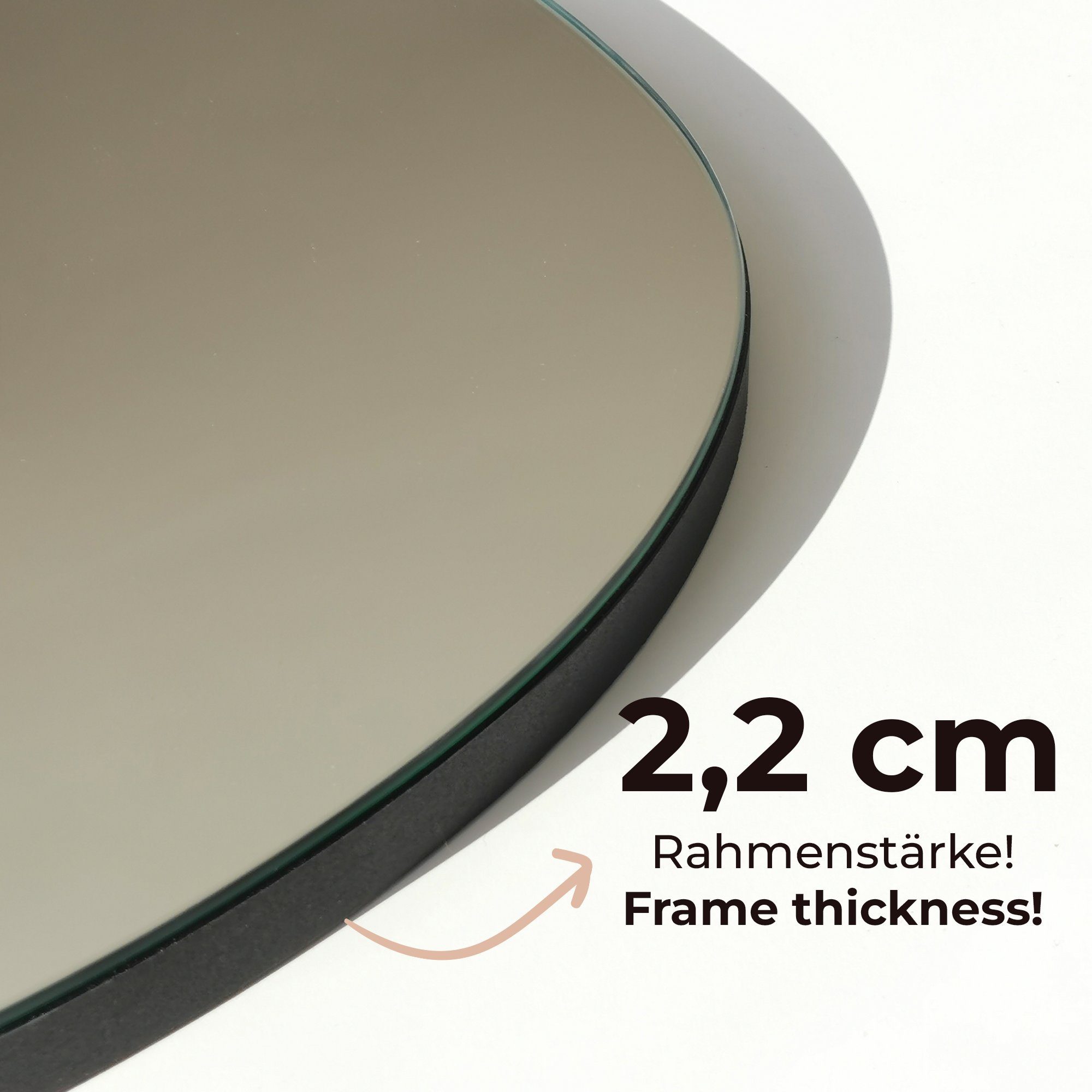 Gozos Spiegel Wandspiegel mit hölzerner Unterseite l Asymmetrischer Spiegel (75 x 55 cm), Mirror Spiegel gerahmt zum Aufhängen