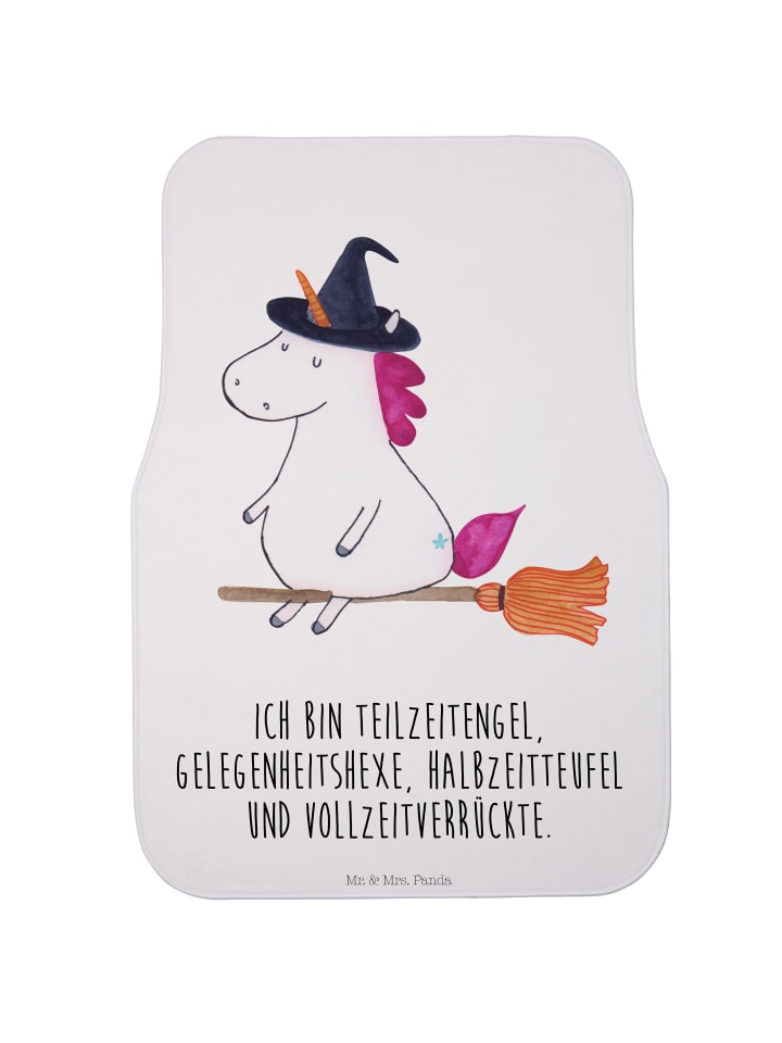 Mr. & Mrs. Panda Fahrer Autofußmatte Einhorn Hexe mit Spruch in Weiß günstig kaufen onesize