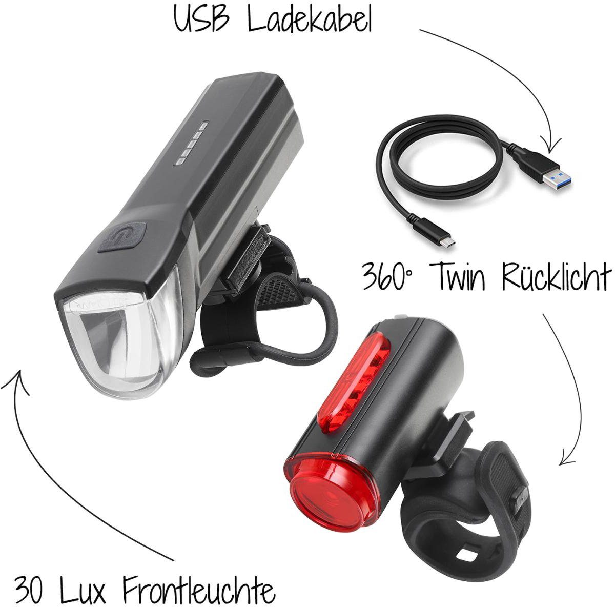 FISCHER Fahrrad Fahrradbeleuchtung FISCHER LED Beleuchtungsset mit 360Â° Bodenleuchte, mit zusätzlicher Bodenleuchte