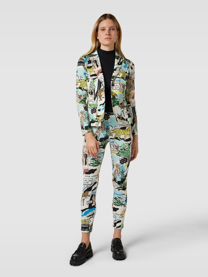Blazer mit Allover-Motiv-Print in petrol