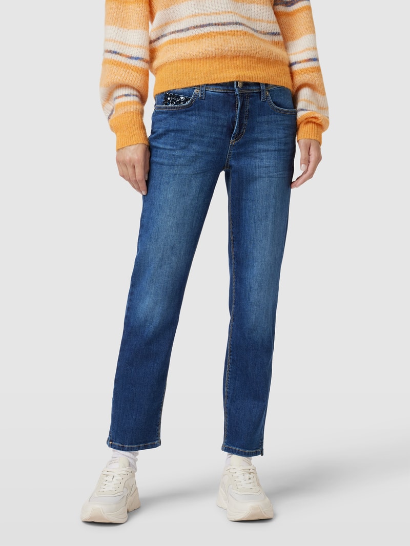 Verkürzte Jeans mit Knopfverschluss Modell 'PIPER' in blau