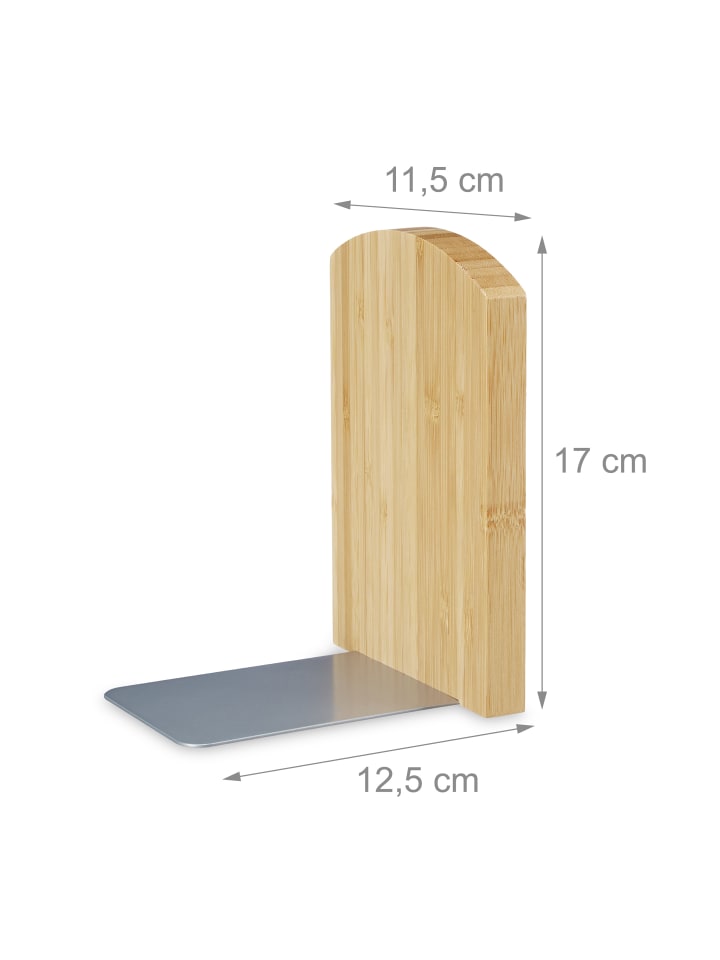 relaxdays Buchstütze 2 teilig in Natur - (B)11,5 x (H)17 x (T)12,5 cm günstig kaufen onesize