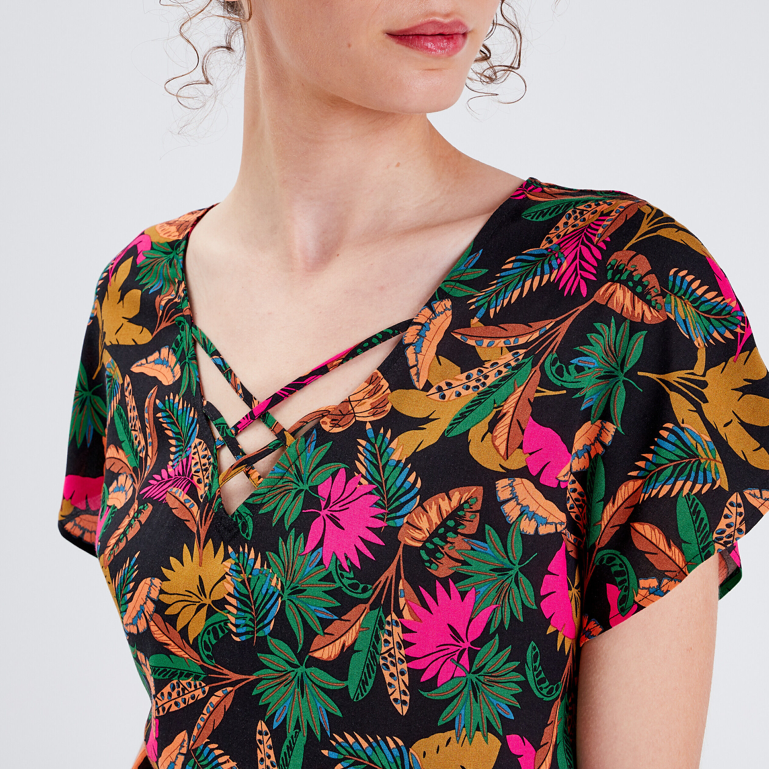 Blouse manches courtes noir femme | Cache Cache