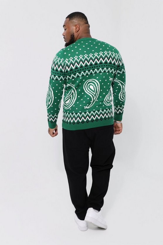 Plus Weihnachtspullover mit Paisley-Print