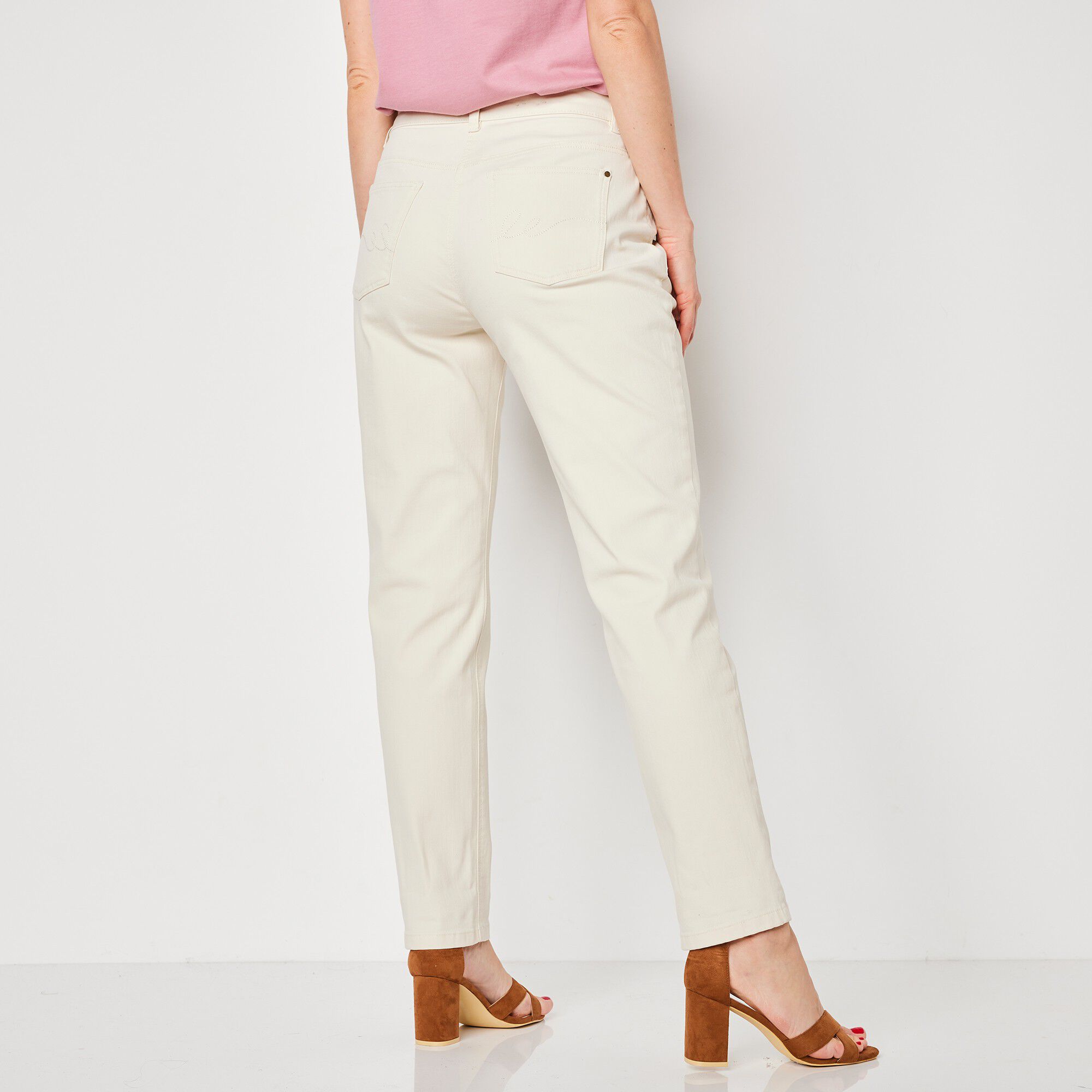 Pantalon stretch coupe mom, twill stretch