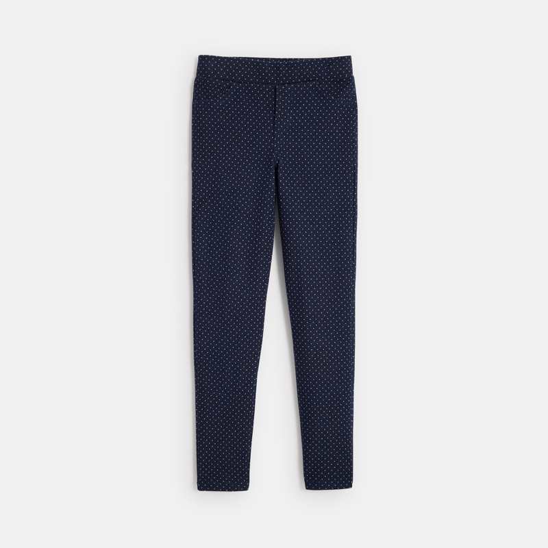 Jegging à pois en jersey milano bleu fille
