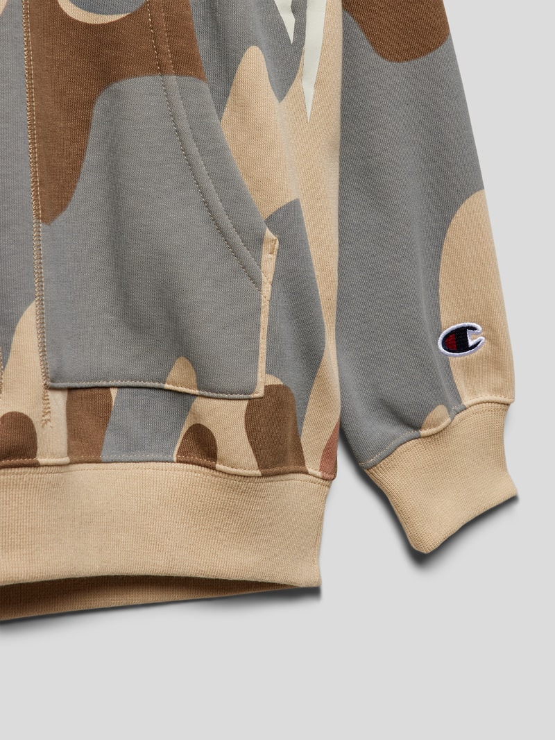 Hoodie mit Allover-Muster Modell 'Rochester' in camel