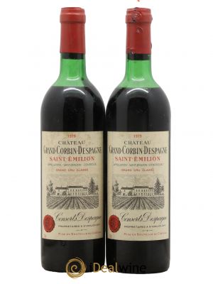Château Grand Corbin Despagne Grand Cru Classé  1975 - Lot de 2 Bouteilles