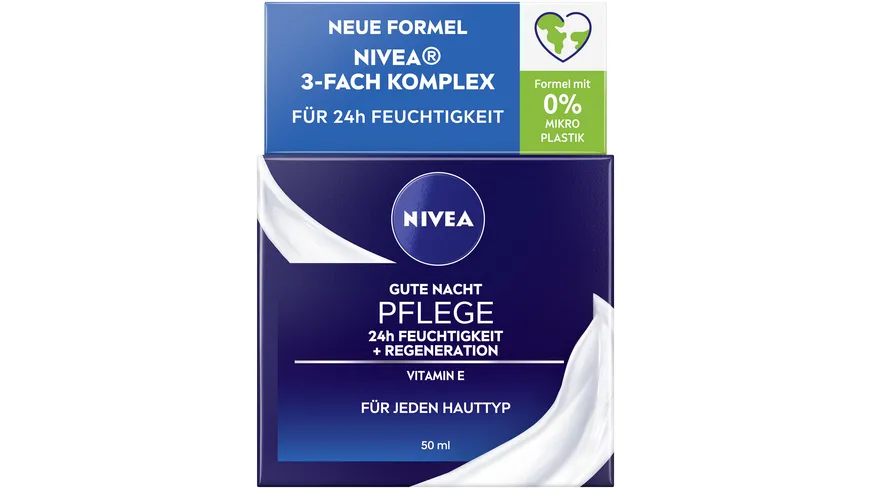 NIVEA Gute Nacht Pflege 24h Feuchtigkeit + Regeneration für jeden Hauttyp 50 ml