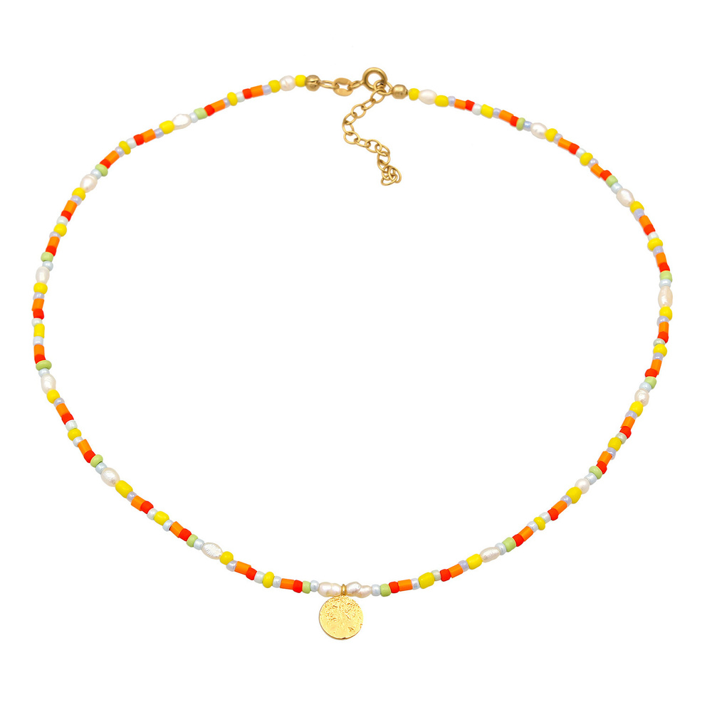 Elli Elli Collier Pendentif femme Choker plaquette Beads Boho en argent sterling 925 p collier