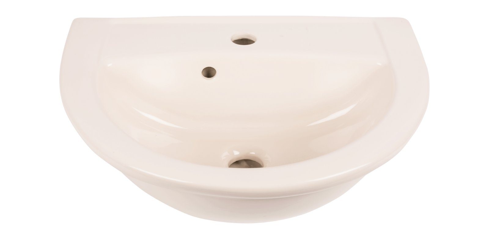 SANITOP WINGENROTH Waschbecken (Hänge-Waschtisch, 1-St), 50 cm, Handwaschbecken, Pergamon, Überlauf, Hahnloch mittig, 562621