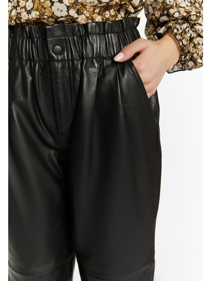 DreiMaster Vintage Lederhose in Schwarz günstig kaufen