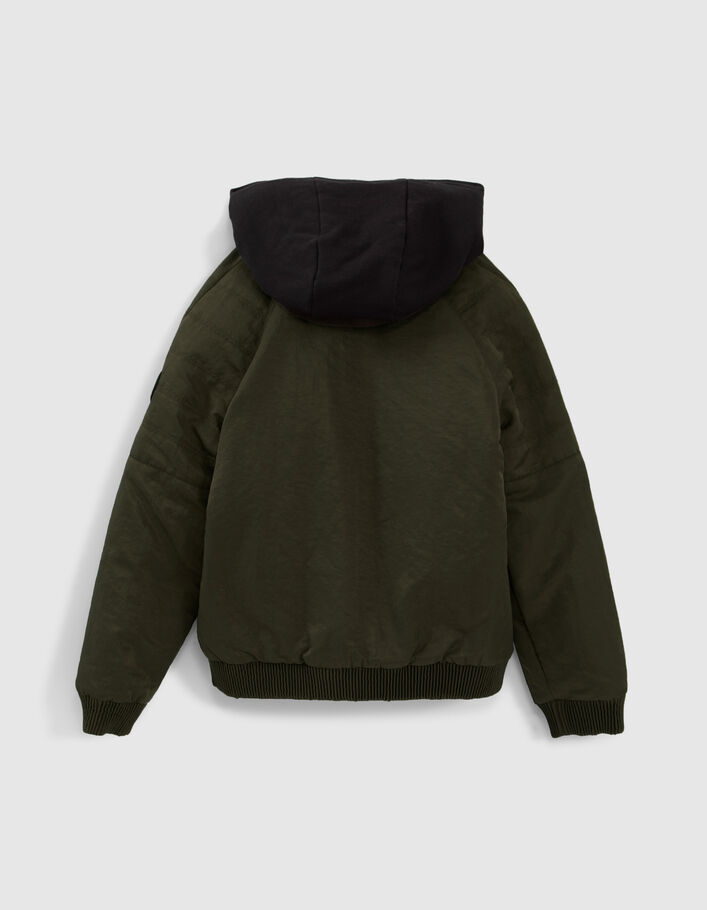 Bomber kaki fourré capuche molleton noir garçon