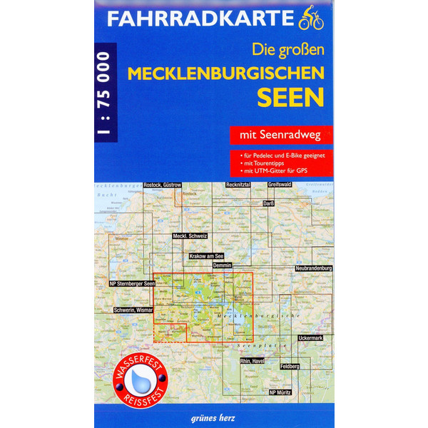 FAHRRADKARTE DIE GROßEN MECKLENBURGISCHEN SEEN 1:75 000