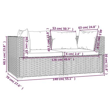 vidaXL Loungesofa 3-tlg. Garten-Lounge-Set mit Kissen Grau Poly Rattan, 1 Teile
