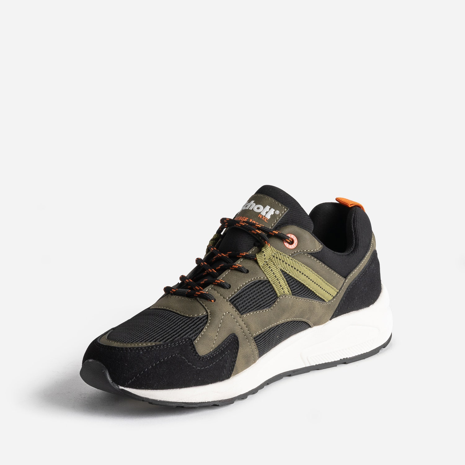 Basket SCHOTT noire, kaki, orange