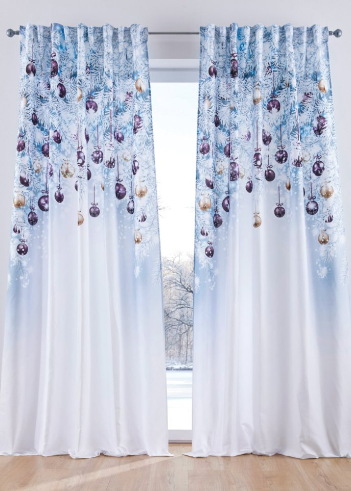 Vorhang mit weihnachtlichem Druck (1er Pack)