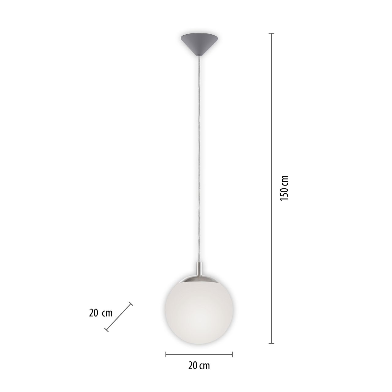 JUST LIGHT JUST LIGHT. Pendelleuchte mit MIKA Leuchtmittel 1xE27/10Watt/2700-5000K, Ø20cm,  IP20, Stahl
