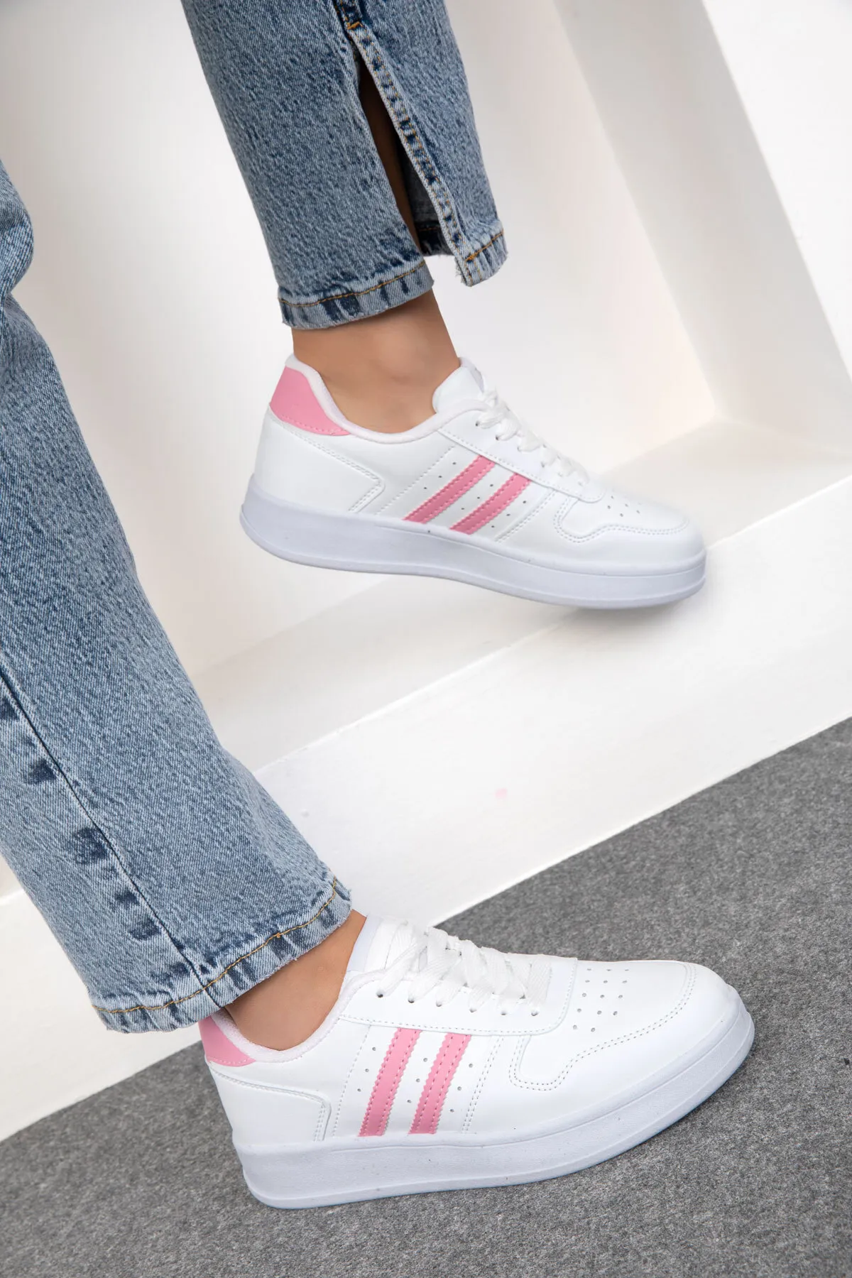 SOHO  Weiß-Rosa Damen Sneakers 18862