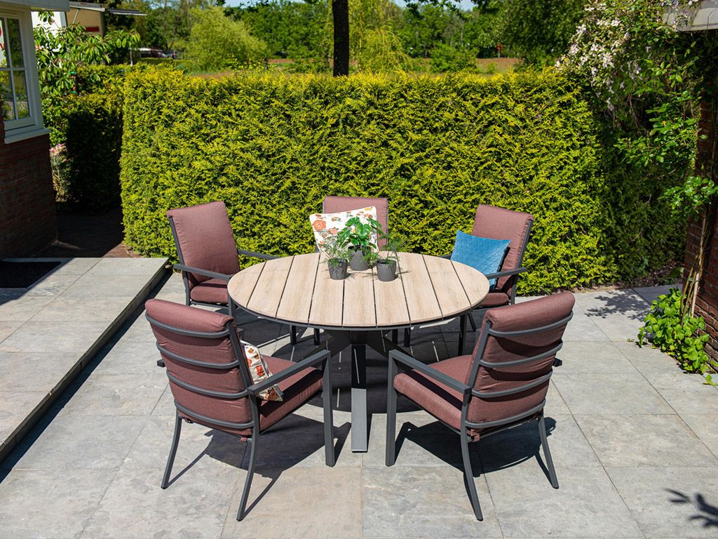 Outdoor Feelings Edson Carbon black light teak Ø 148 cm Gartentisch