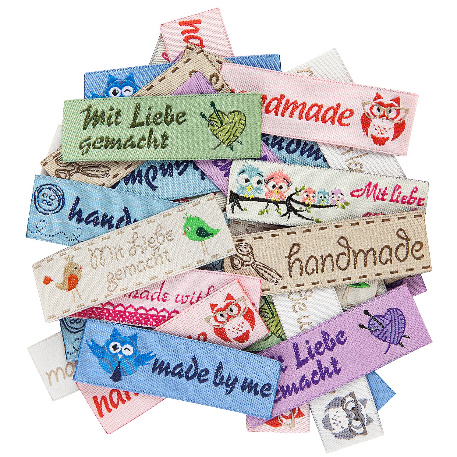 buttinette Label-Set, Größe: 5,5 x 1,6 cm, Inhalt: 40 Stück