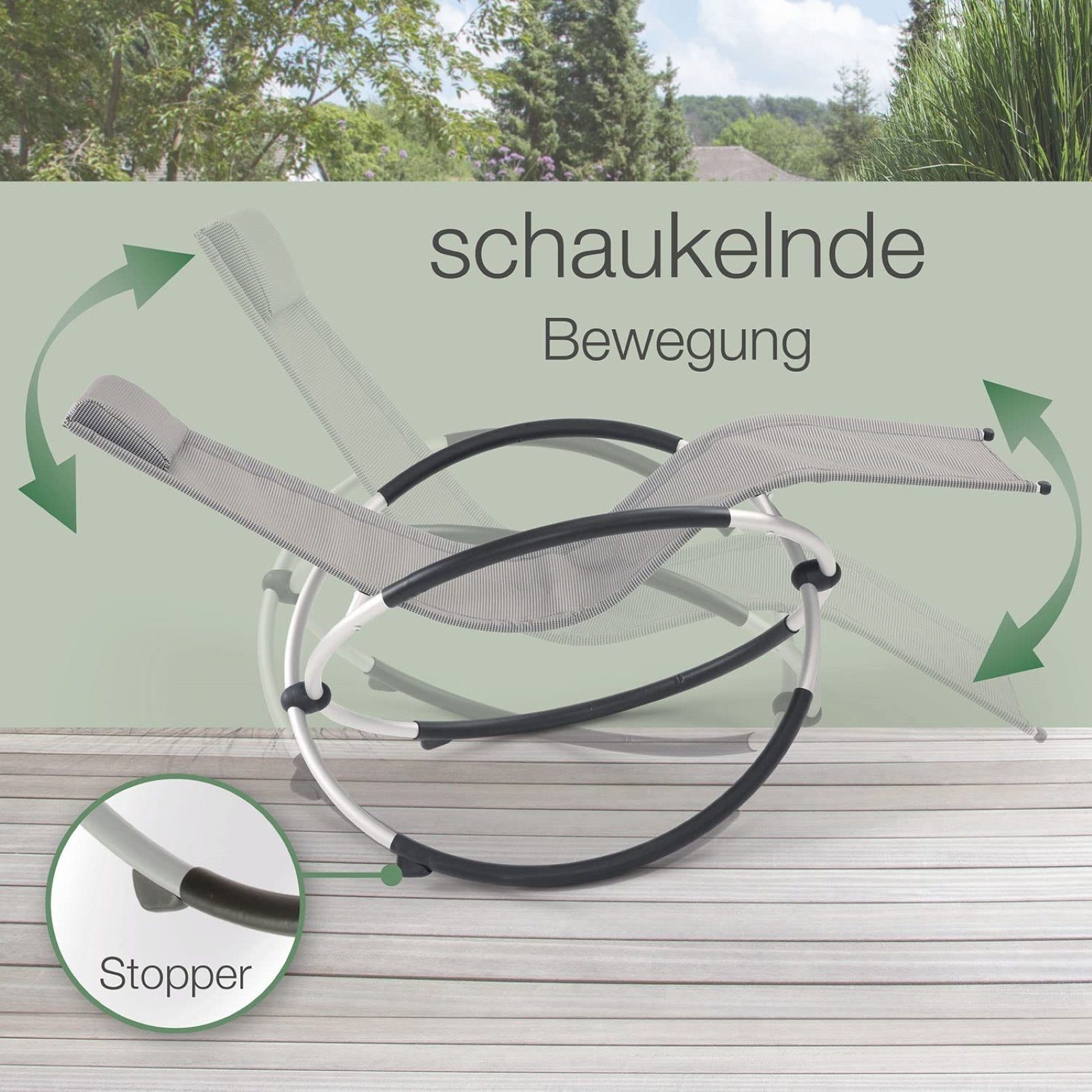 aktivshop Gartenliege Relax-Schaukelliege grau-kariert, mit und ohne Auflage erhältlich