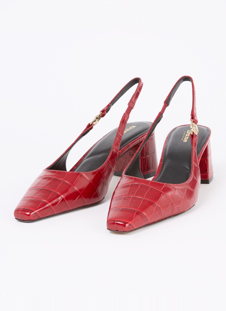 Pantofi cu toc slingback Dune London Contact, din piele cu textură de crocodil.