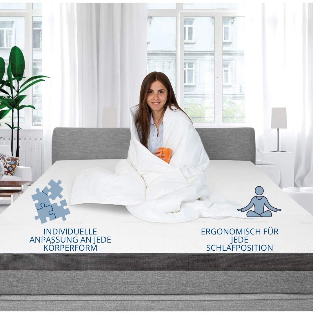 Topper Eazzzy Deluxe Matratzentopper H2 H3 orthopädisch, Genius, 9 cm hoch, Gelschaumtopper für Matratze Boxspringbett, Allergiker geeignet