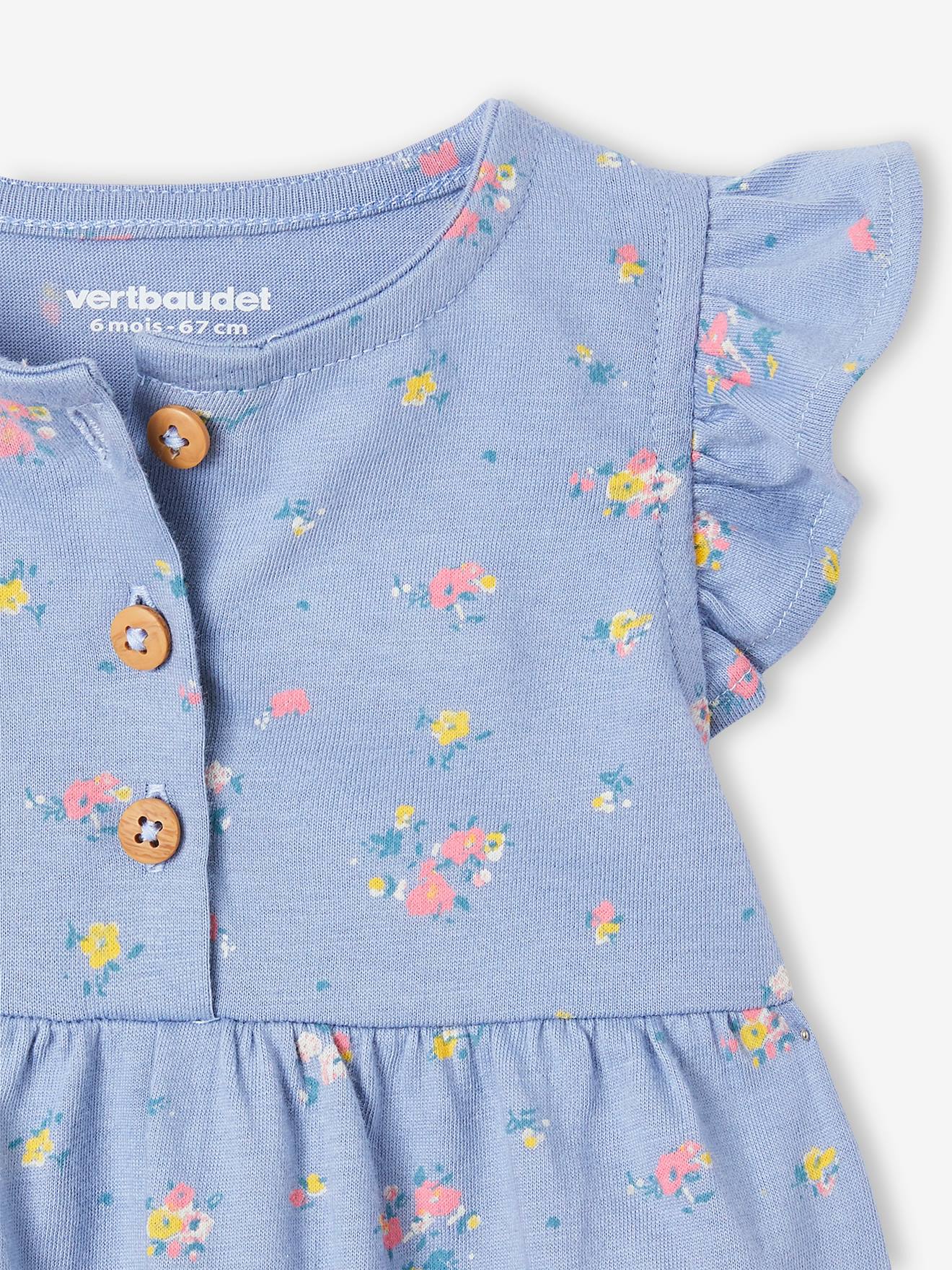 Combishort bébé manches volantées bleu pâle