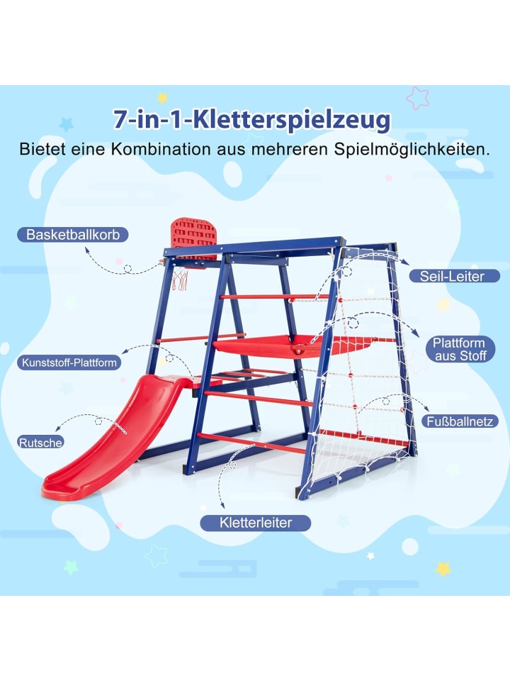 COSTWAY Klettergerüst Outdoor 7 in 1 150x142x146cm in Blau günstig kaufen onesize