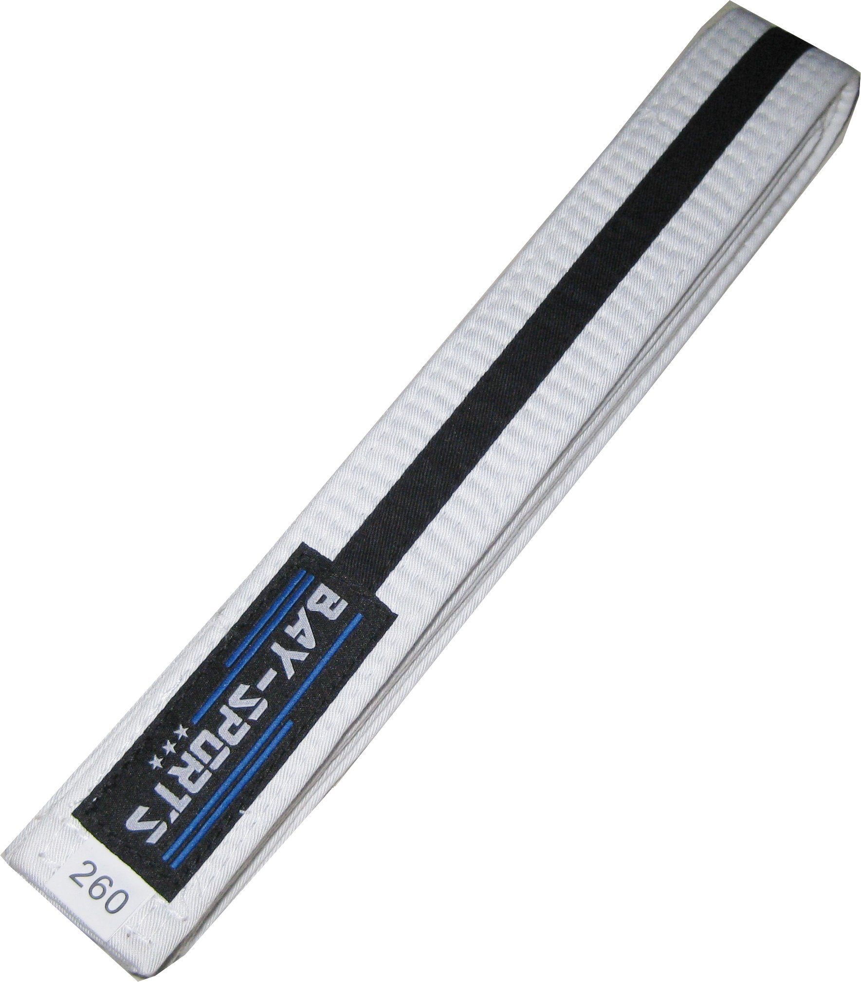 BAY-Sports Karateanzug Budogürtel weiß/schwarz/weiß mit Mittelstreifen, Zweifarbig, Mehrfarbig, Karategürtel Kampfsportgürtel (Standard, Traditionell), Judogürtel, Taekwondogürtel, Länge 160 cm - 350 cm