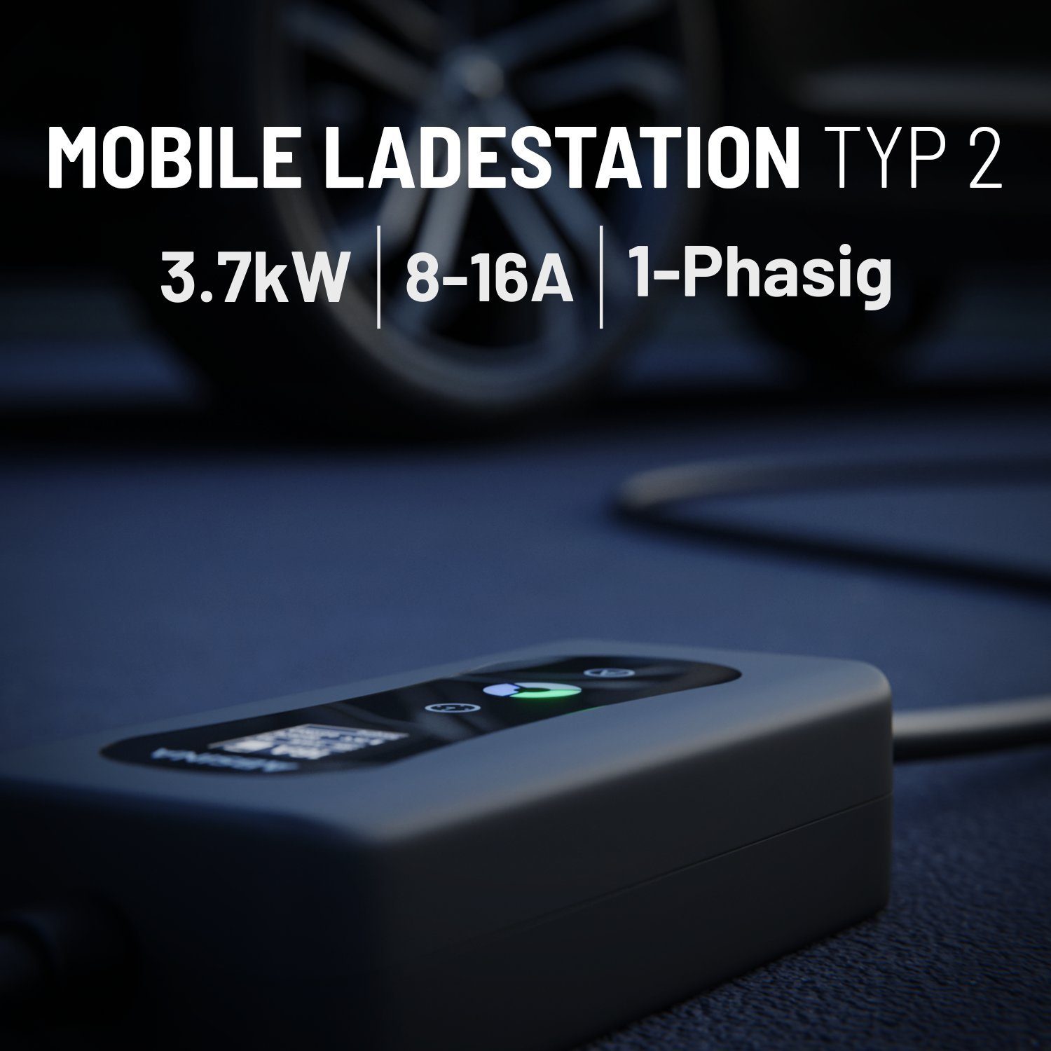 ABSINA Typ 2 Ladekabel Schuko 6 m, bis 3,7 kW & 16A, Ladeleistung einstellbar Elektroauto-Ladegerät (1-tlg)