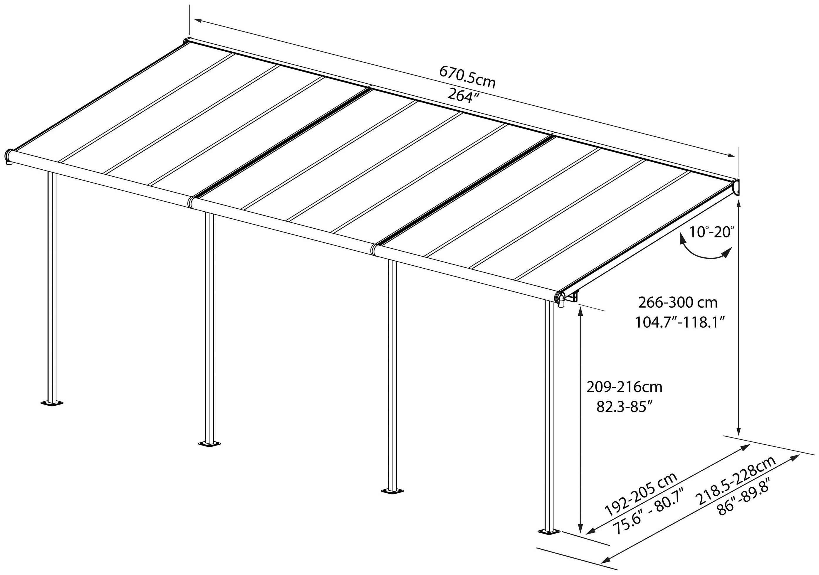 Palram - Canopia Terrassendach Sierra, BxT: 671x230 cm, Bedachung Dachplatten, grau, UV-beständig