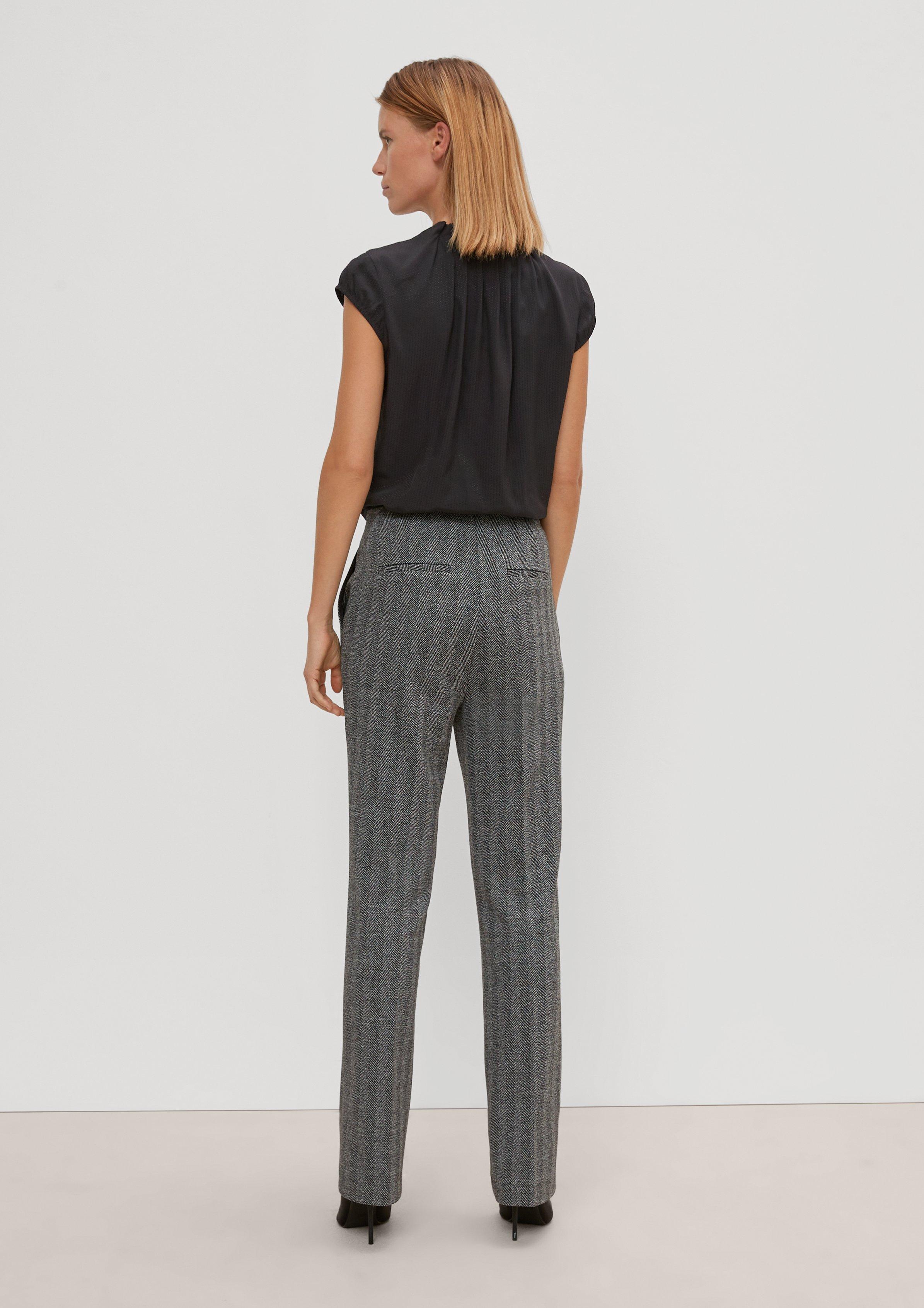 Viskosebluse mit Strukturmuster - schwarz