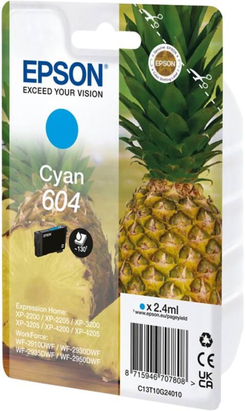 Epson 604 Original Tintenpatrone C13T10G24010 Cyan