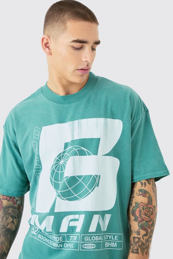 Oversize T-Shirt mit geometrischem B-Print